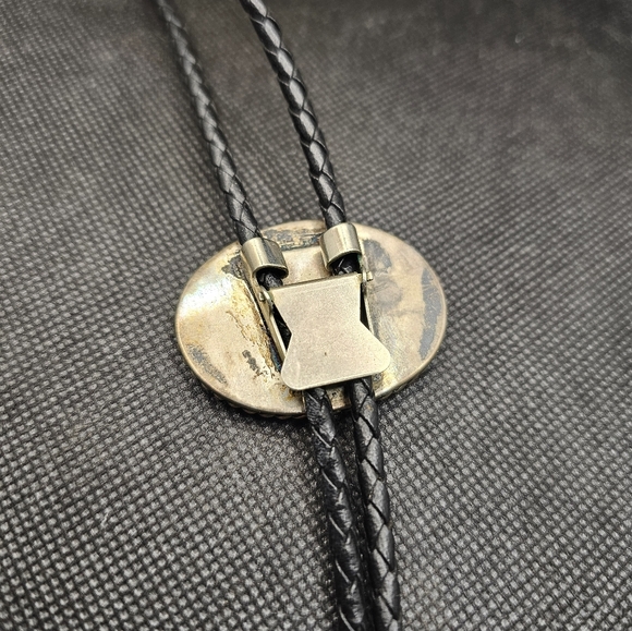 Navajo Abalone Silver Bolo Tie Vintage - Picture 4 of 4